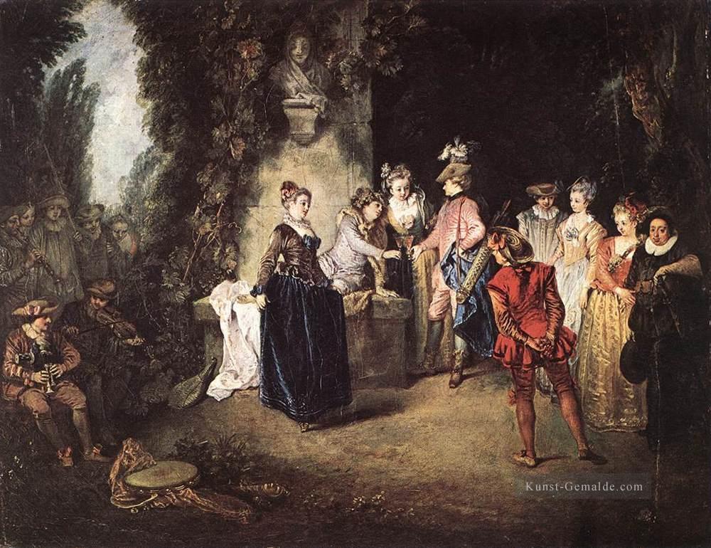 Die Französisch Komödie Jean Antoine Watteau Klassik Rokoko Ölgemälde